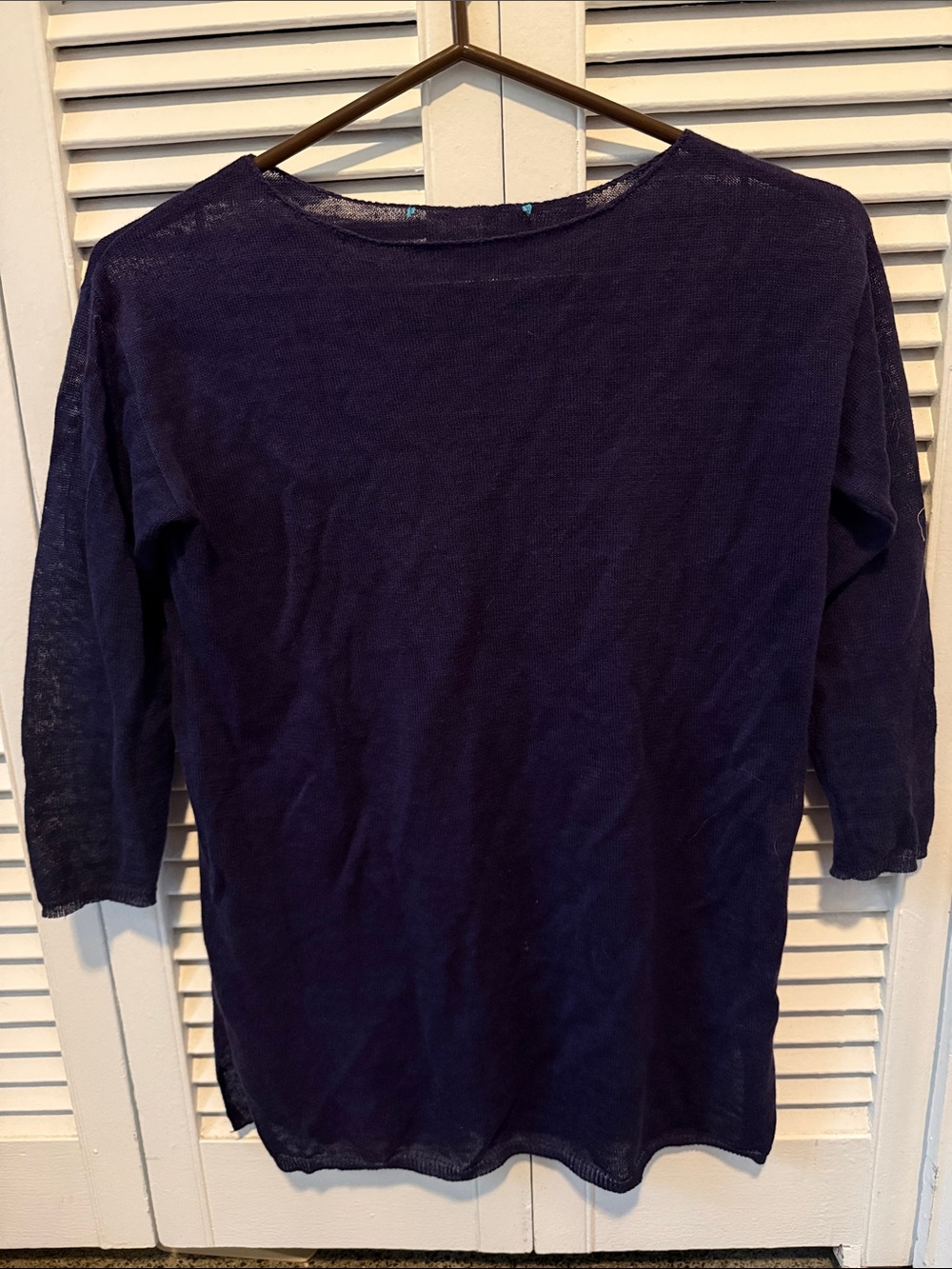 Tori Richard Navy Lightweight Long Sleeve Boatneck Top